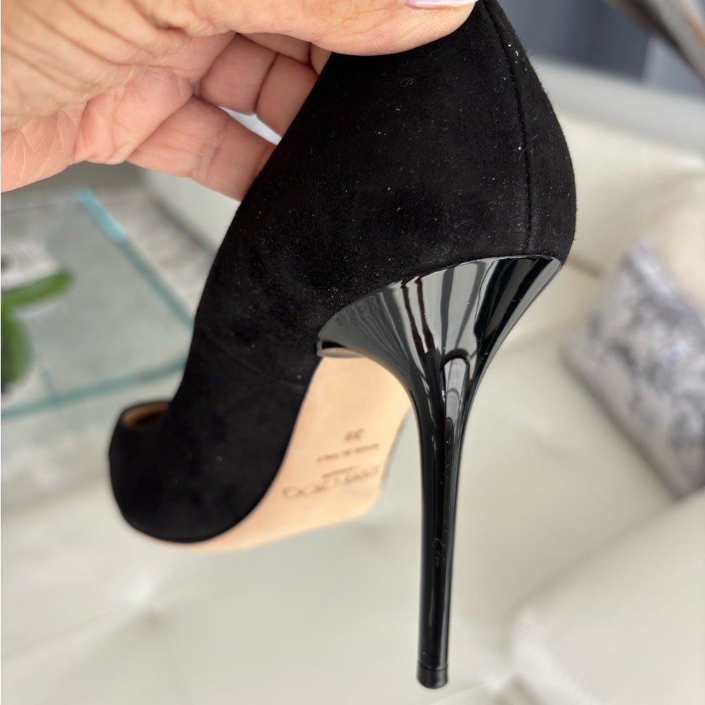 Jimmy Choo Abel 100 mm Black Suede Pumps Patent heel. Size 39 - Picture 2 of 11